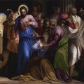 Le Christ s'adressant à une femme à genoux