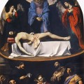 Christ mort avec la Vierge, des anges et les saints protecteurd de Bologne en 1616