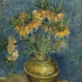 Fritillaires, couronne impriale dans un vase de cuivre en 1887