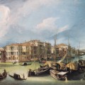 E Grand Canal vers le nord-est, du Palazzo Corner-Spinelli vers de pont du Rialto en 1725