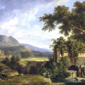 Paysage classique avec personnages buvant  une fontaine en 1806