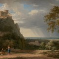 Paysage classique avec personnages et sculpture en 1788