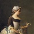 Une petite fille jouant au volant en 1737