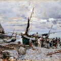 Le retour des bateaux de pêche, Etretat en 1879